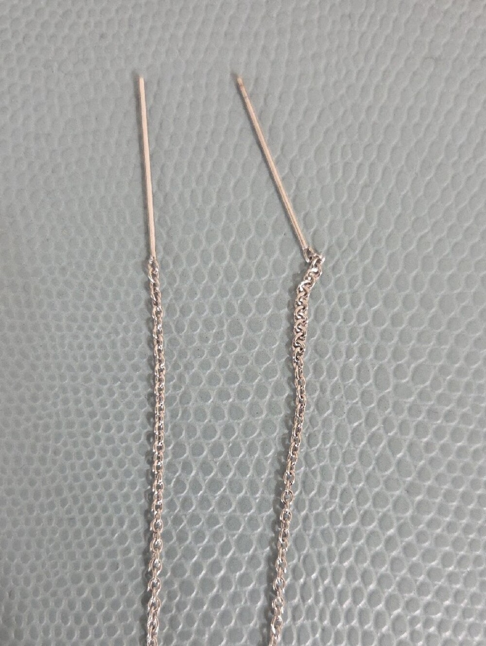 Silver Color Triangle Drop Threader Earrings - Picture 4 of 4